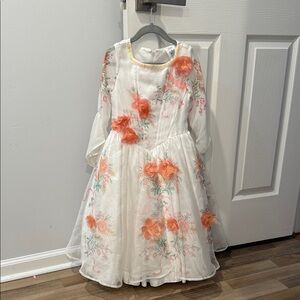 Disney Floral Kids Dress - White and Orange